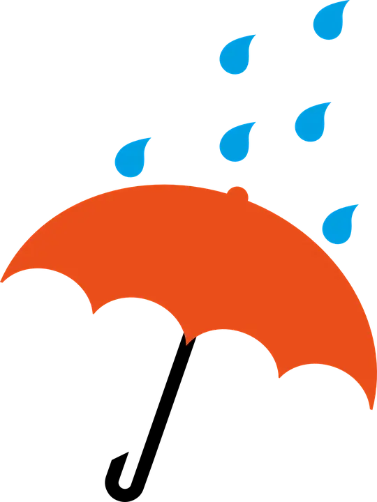 Bright Red Umbrella with Raindrops