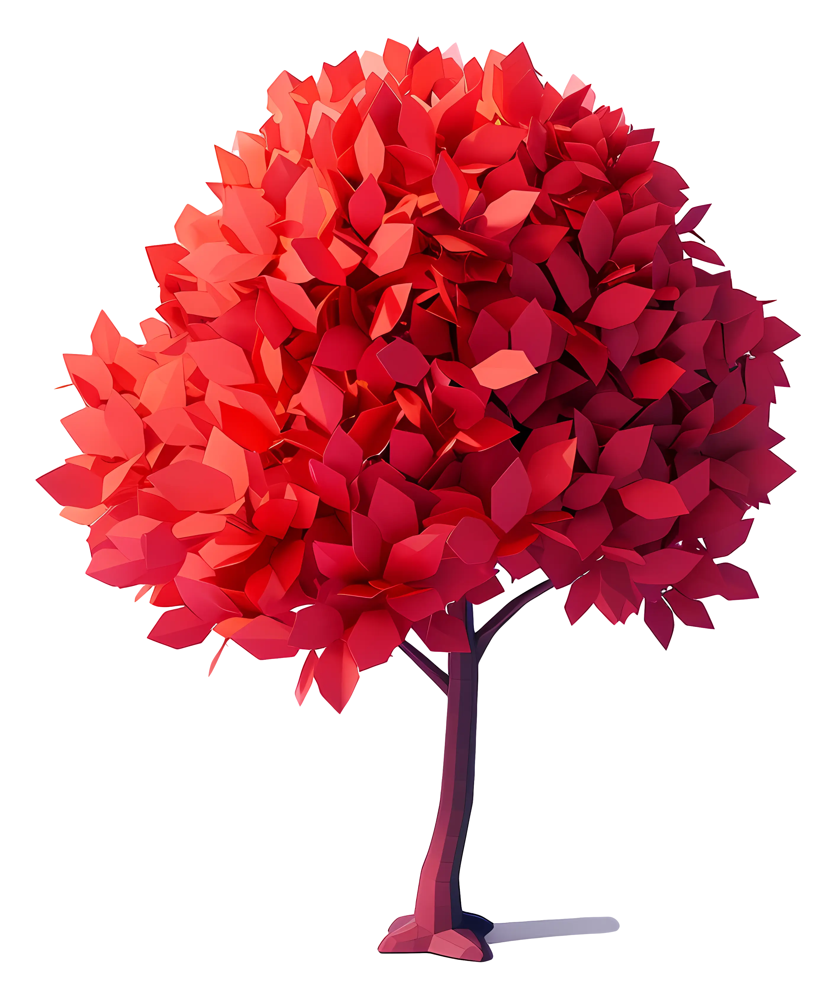 Red Tree with Lush Leaves