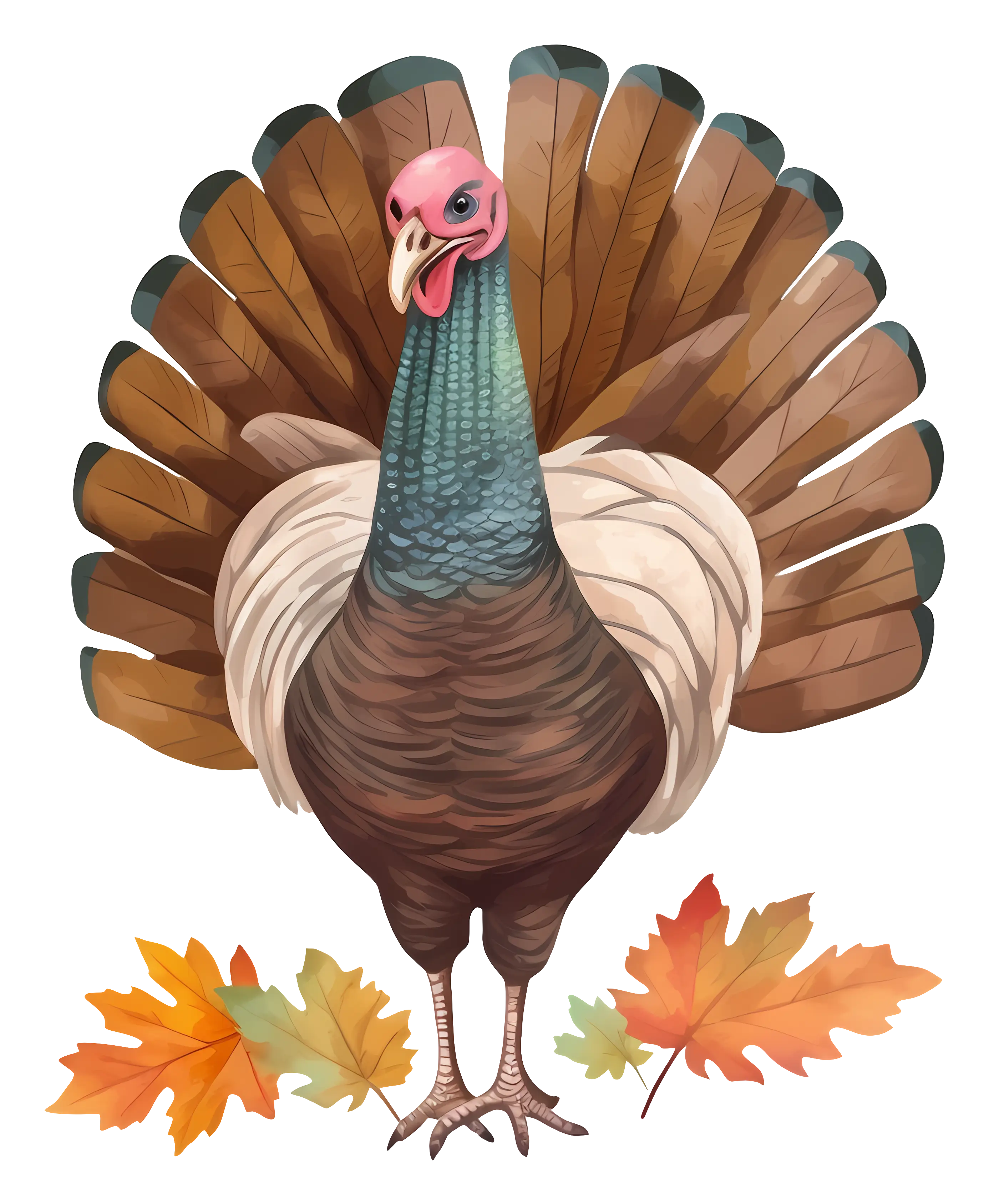 Thanksgiving Turkey with Autumn Leaves