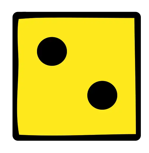 Yellow Dice with Two Black Dots