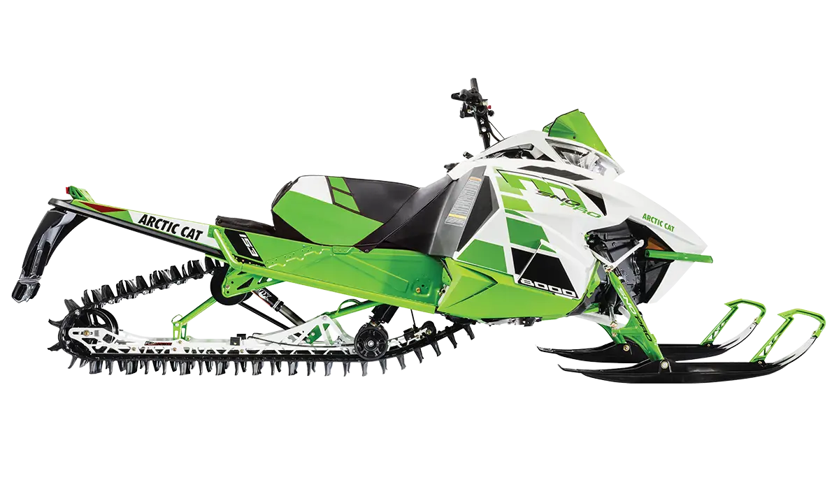 Green and White High-Speed Snowmobile
