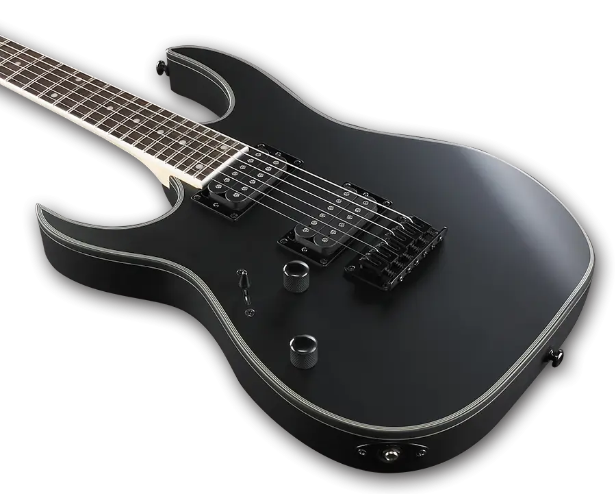 Black Electric Guitar with Sleek Body Design