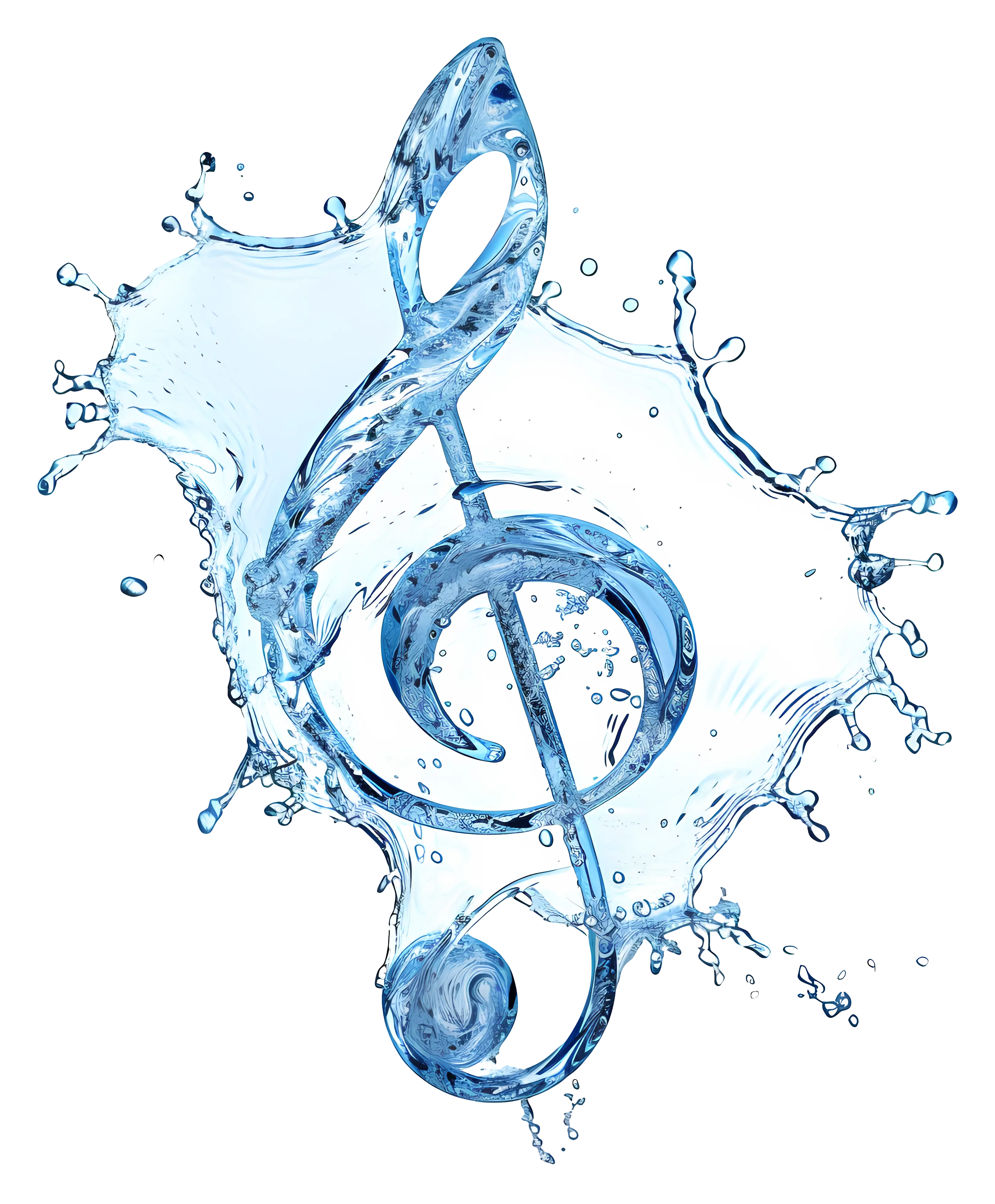Blue Water Treble Clef Illustration