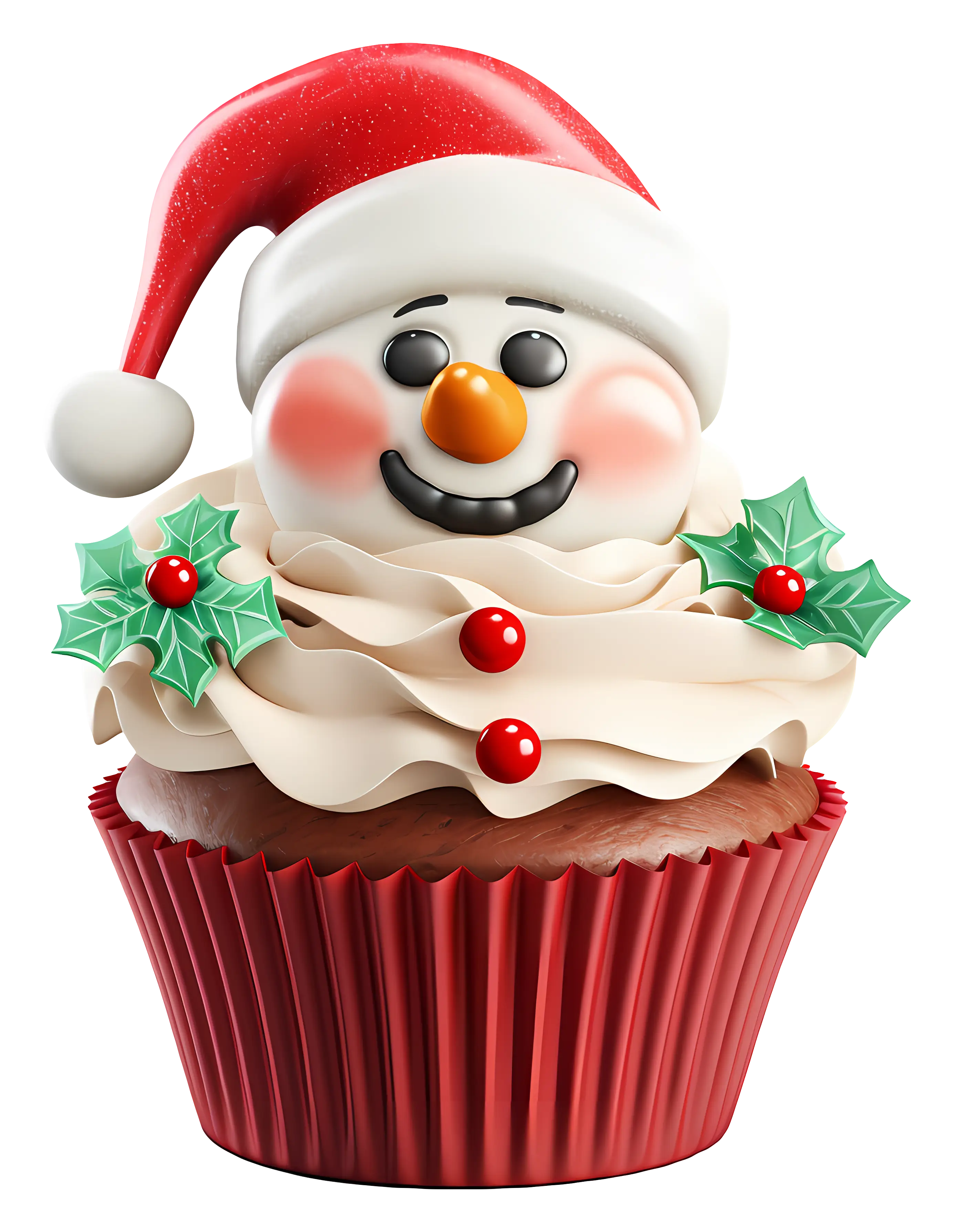 Festive Christmas Cupcake with Santa Hat
