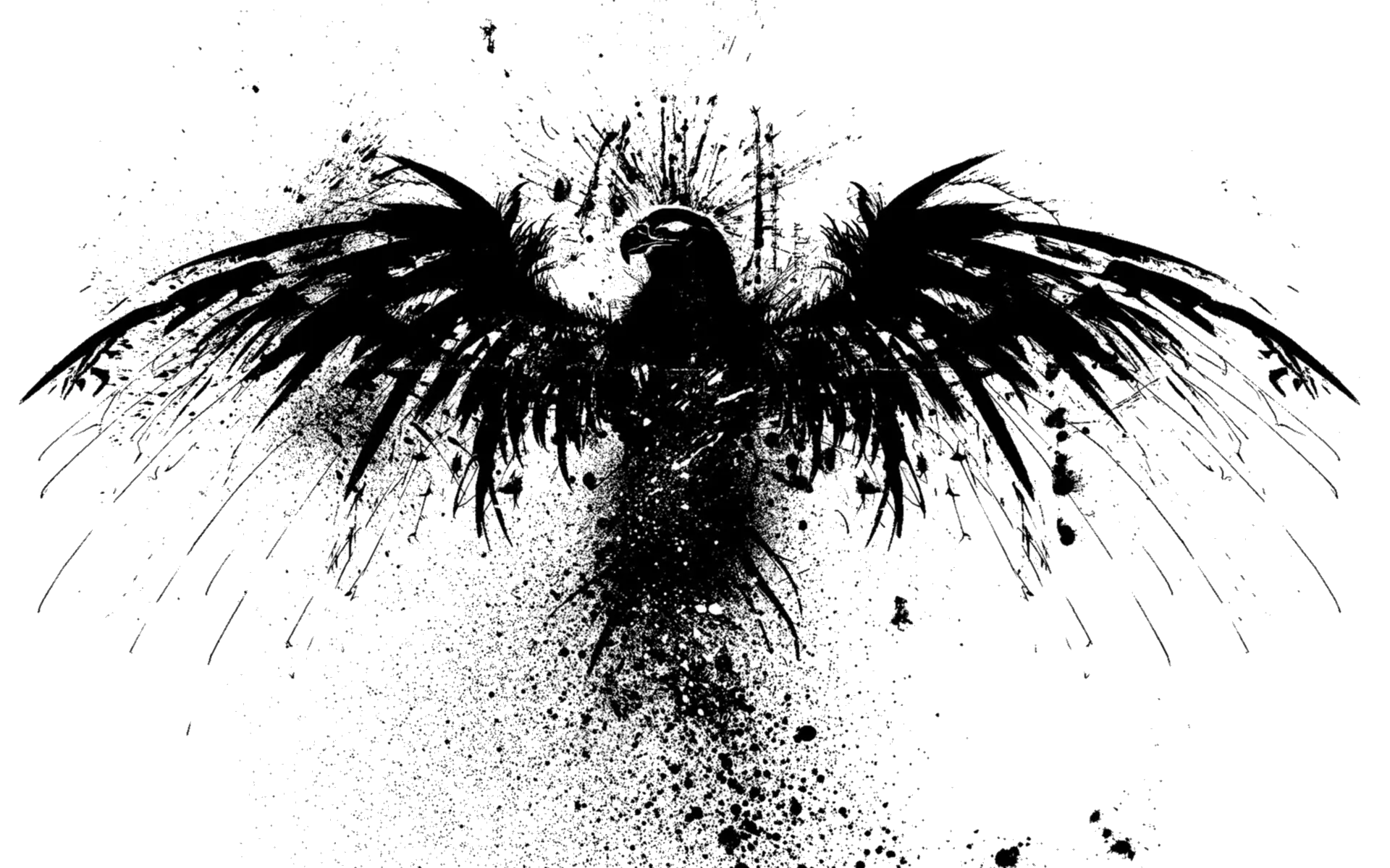 Black Ink Eagle with Splashes