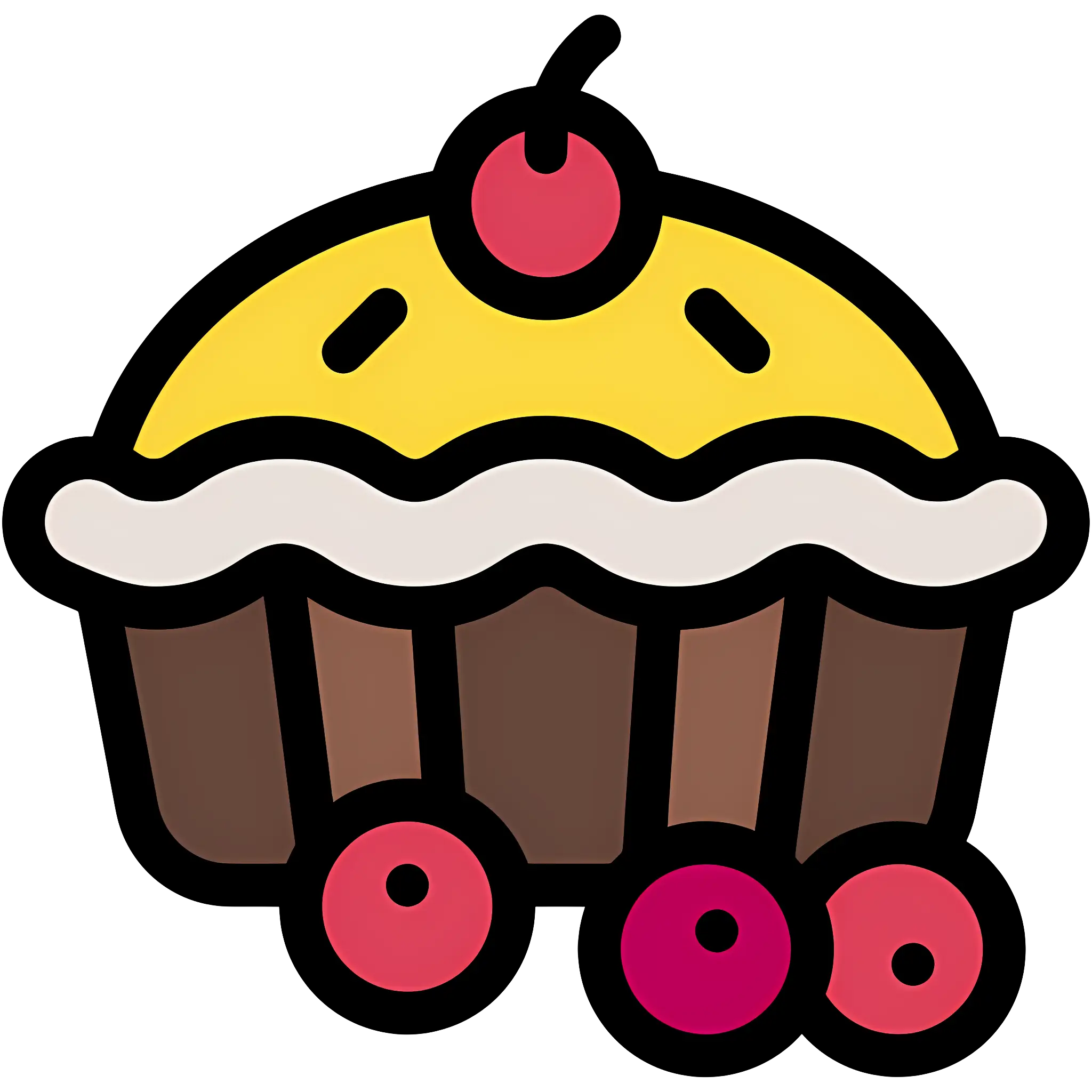 Cupcake with Cherry and Berries Illustration