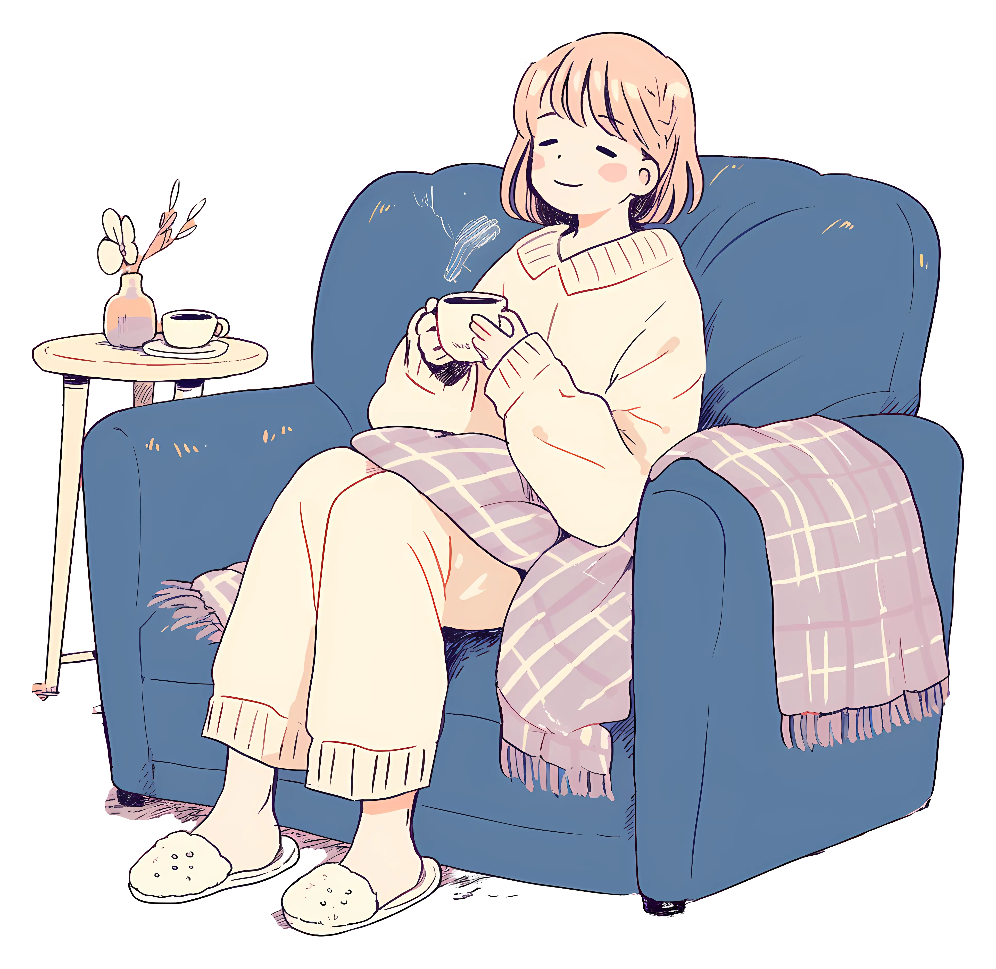 Relaxing Girl in Cozy Chair
