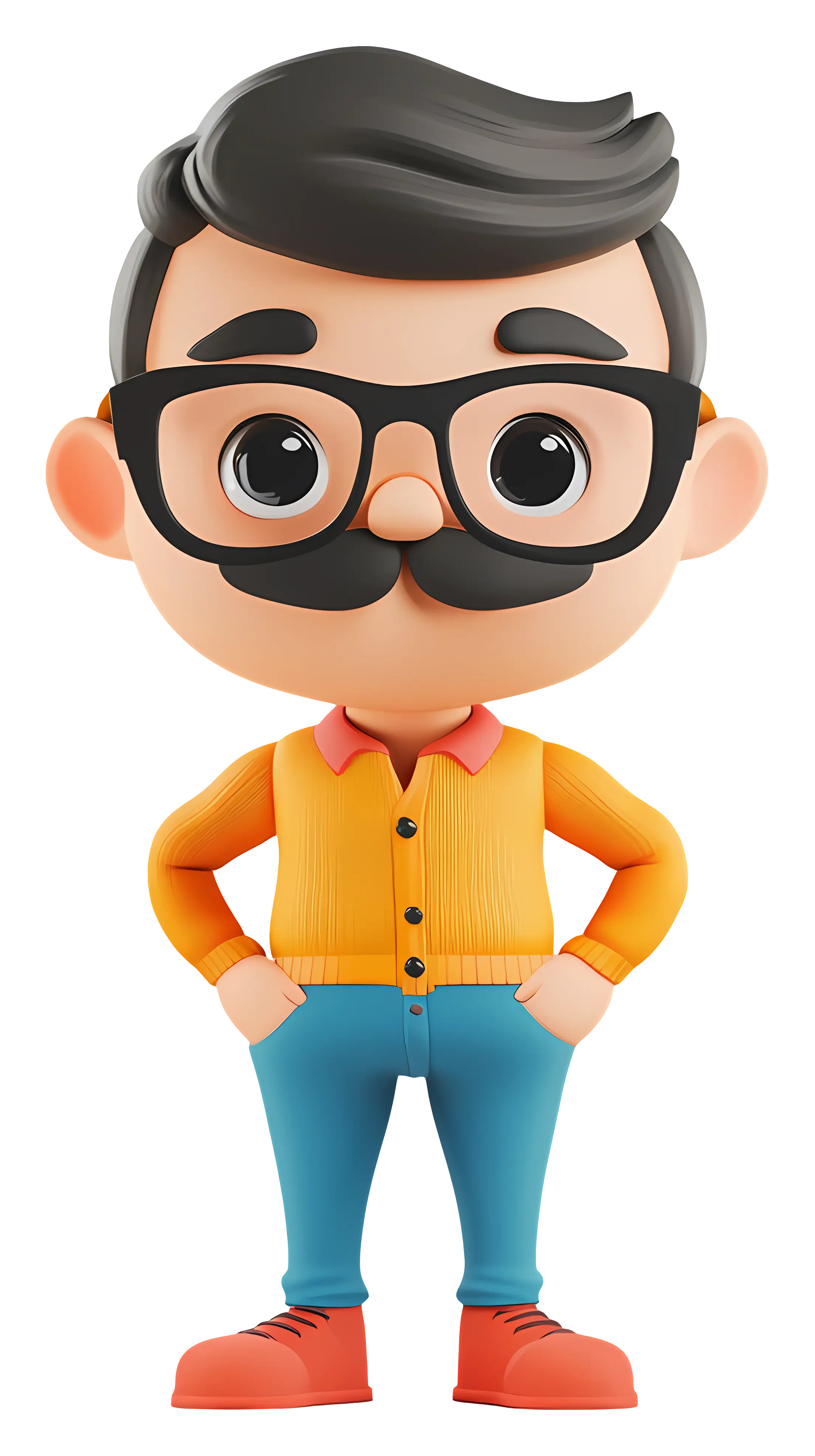 Cartoon Man with Glasses