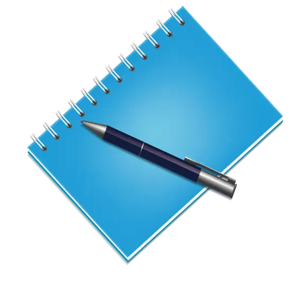 Blue Notebook and Pen Illustration