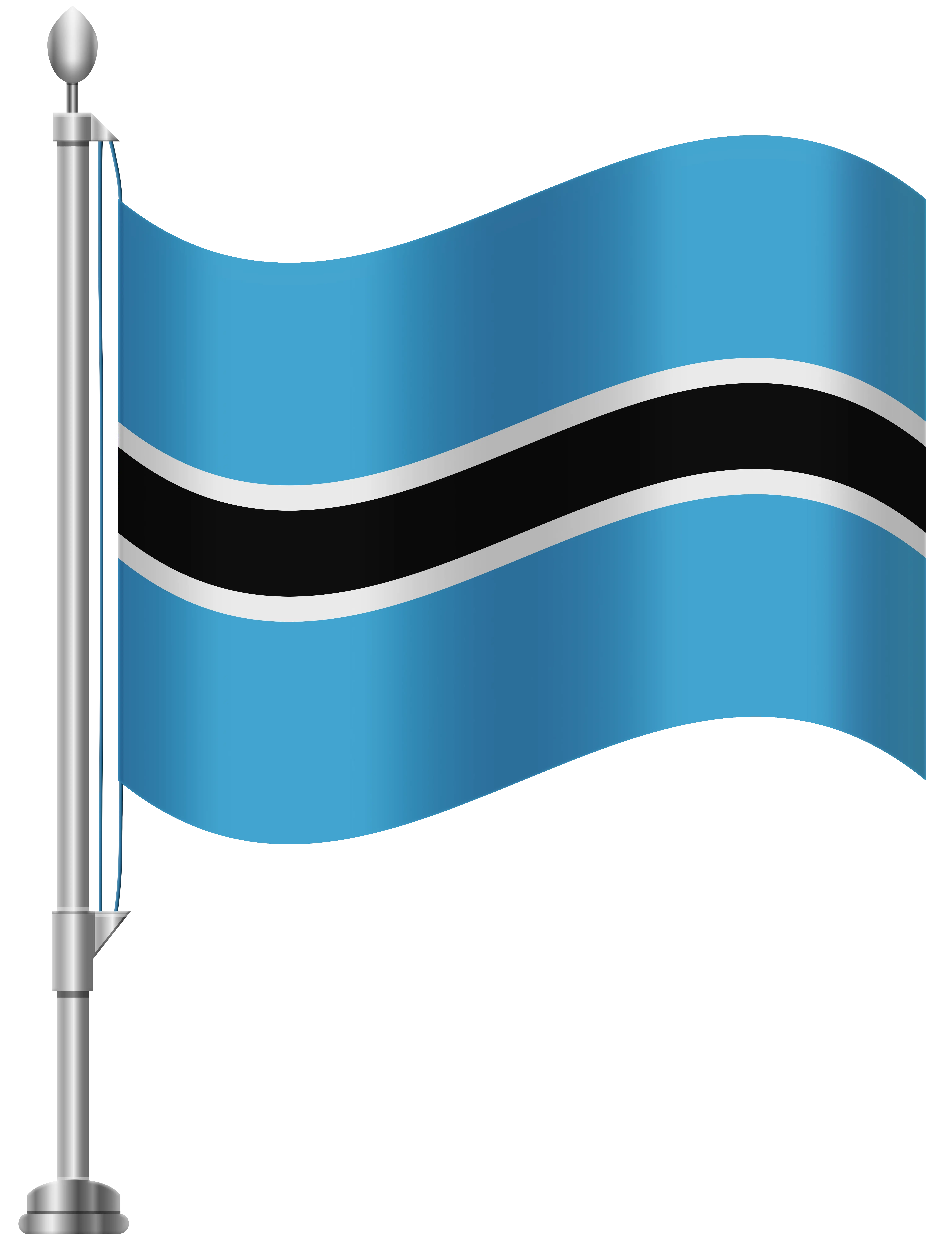 Botswana Flag on Flagpole