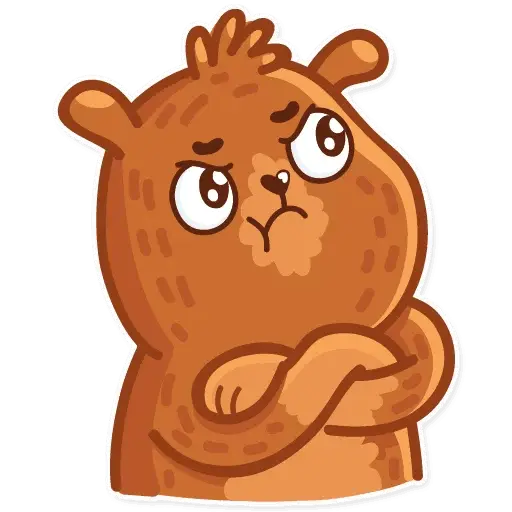 Cartoon Angry Bear with Crossed Arms