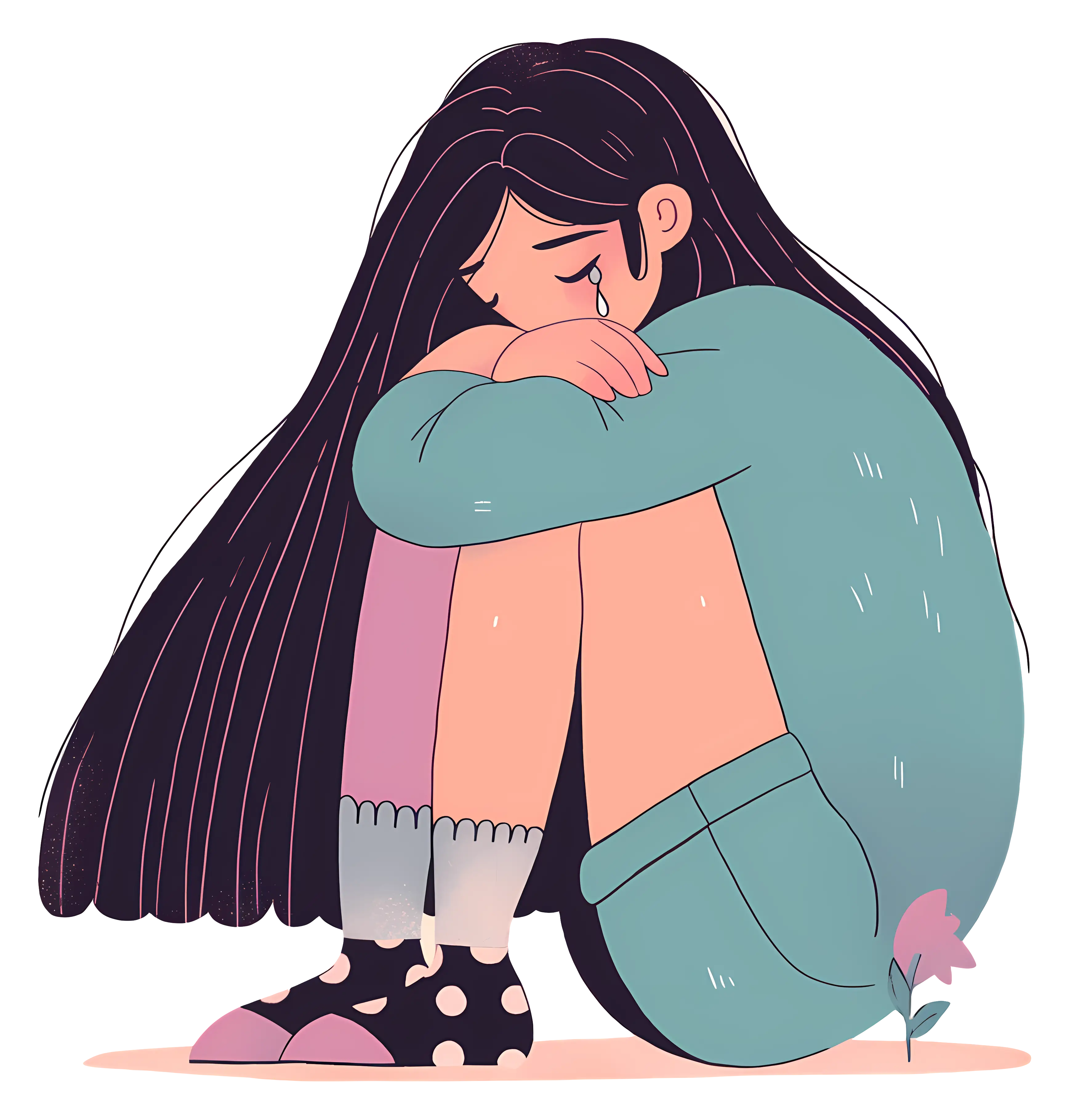 Crying Girl in Sadness