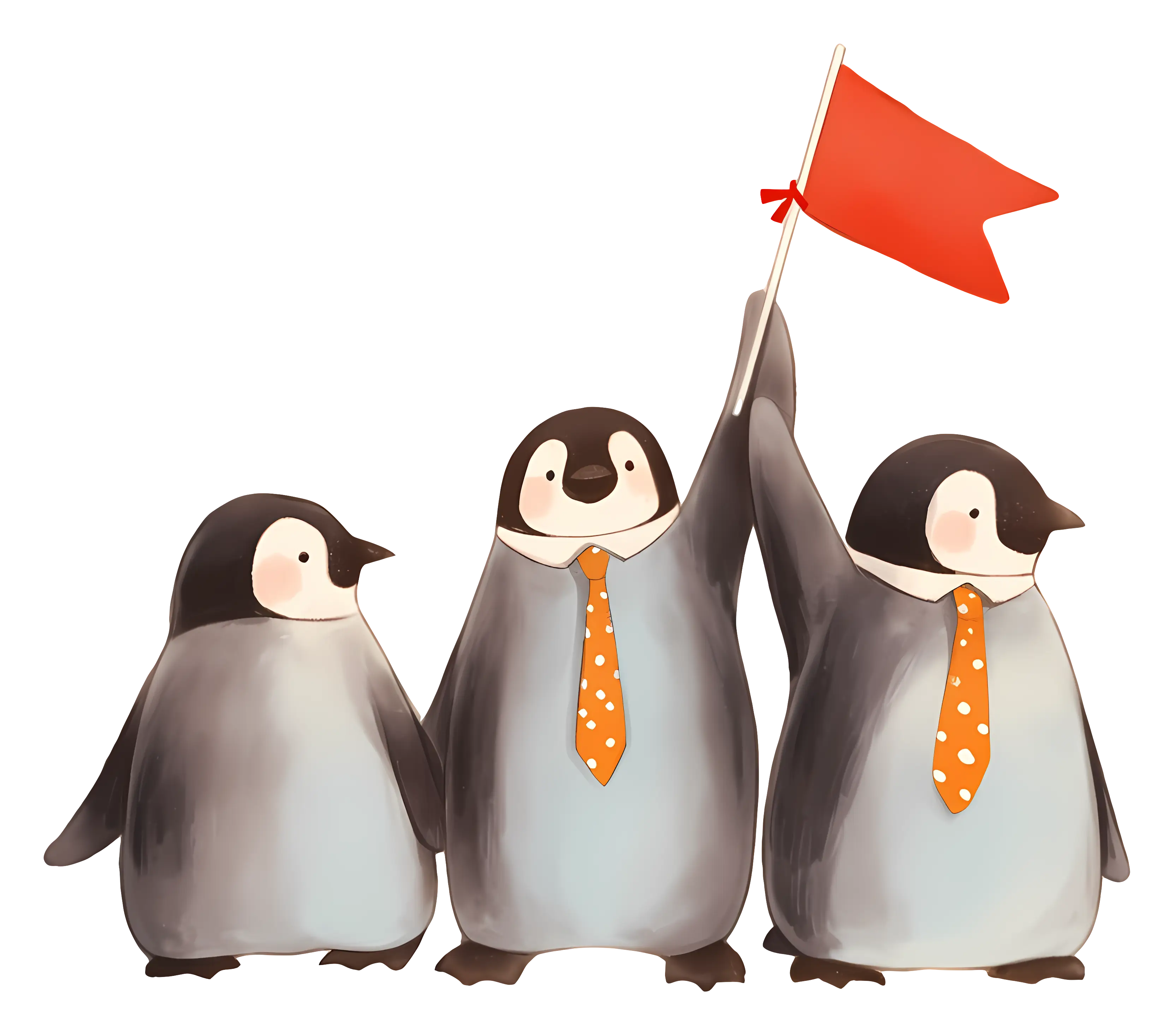 Penguins with Flag