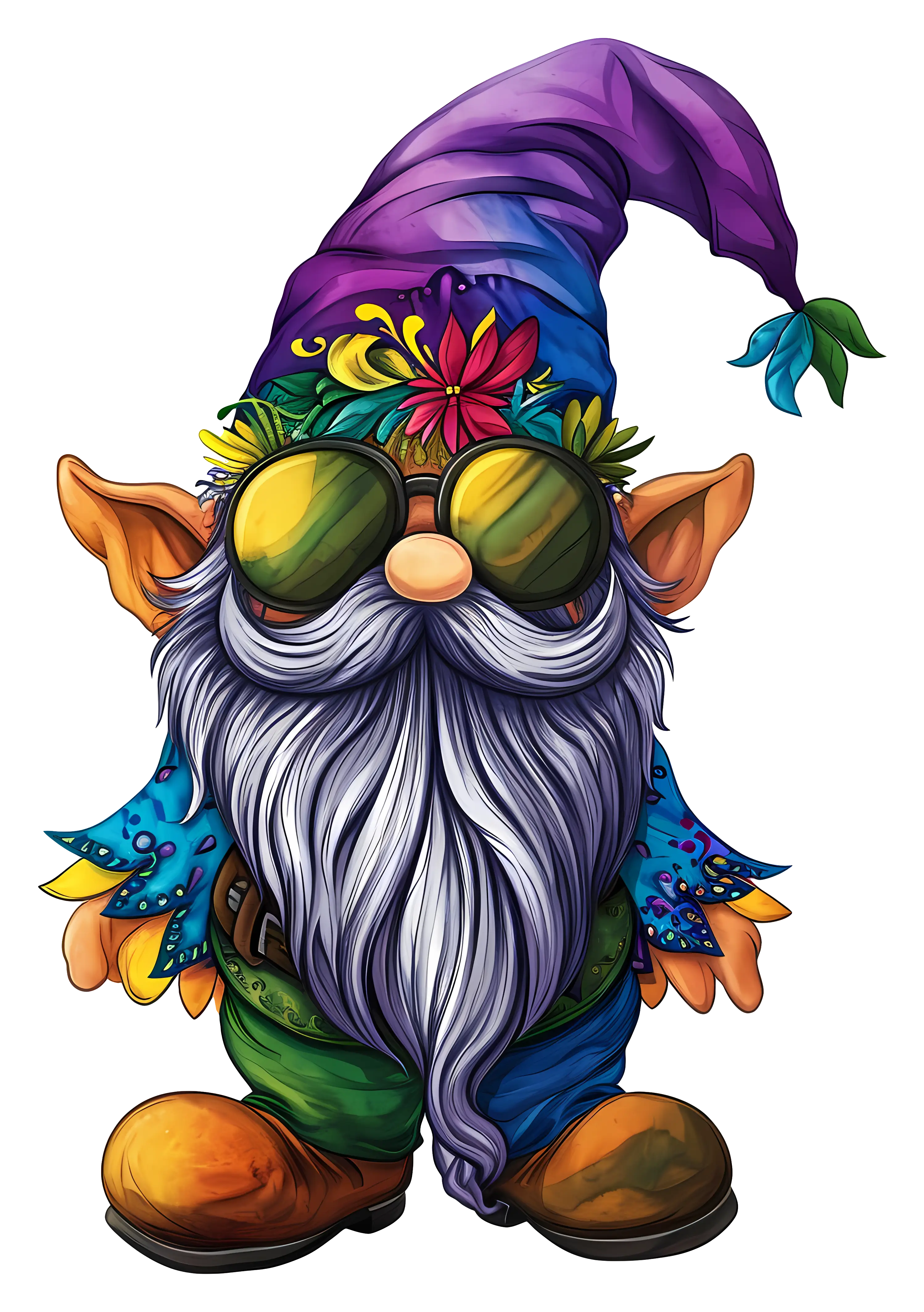 Gnome with Sunglasses and Colorful Hat