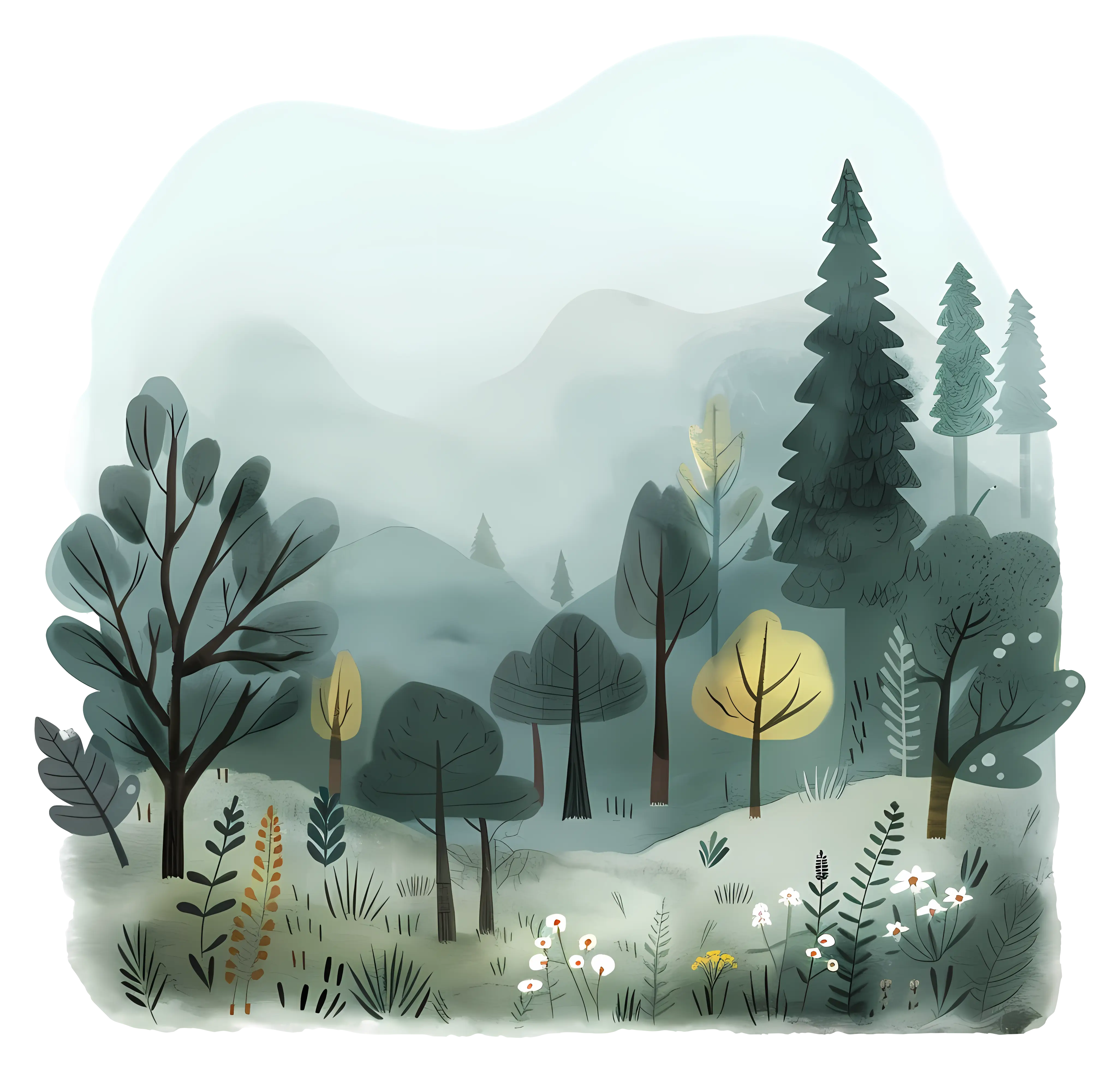 Misty Forest and Nature Landscape