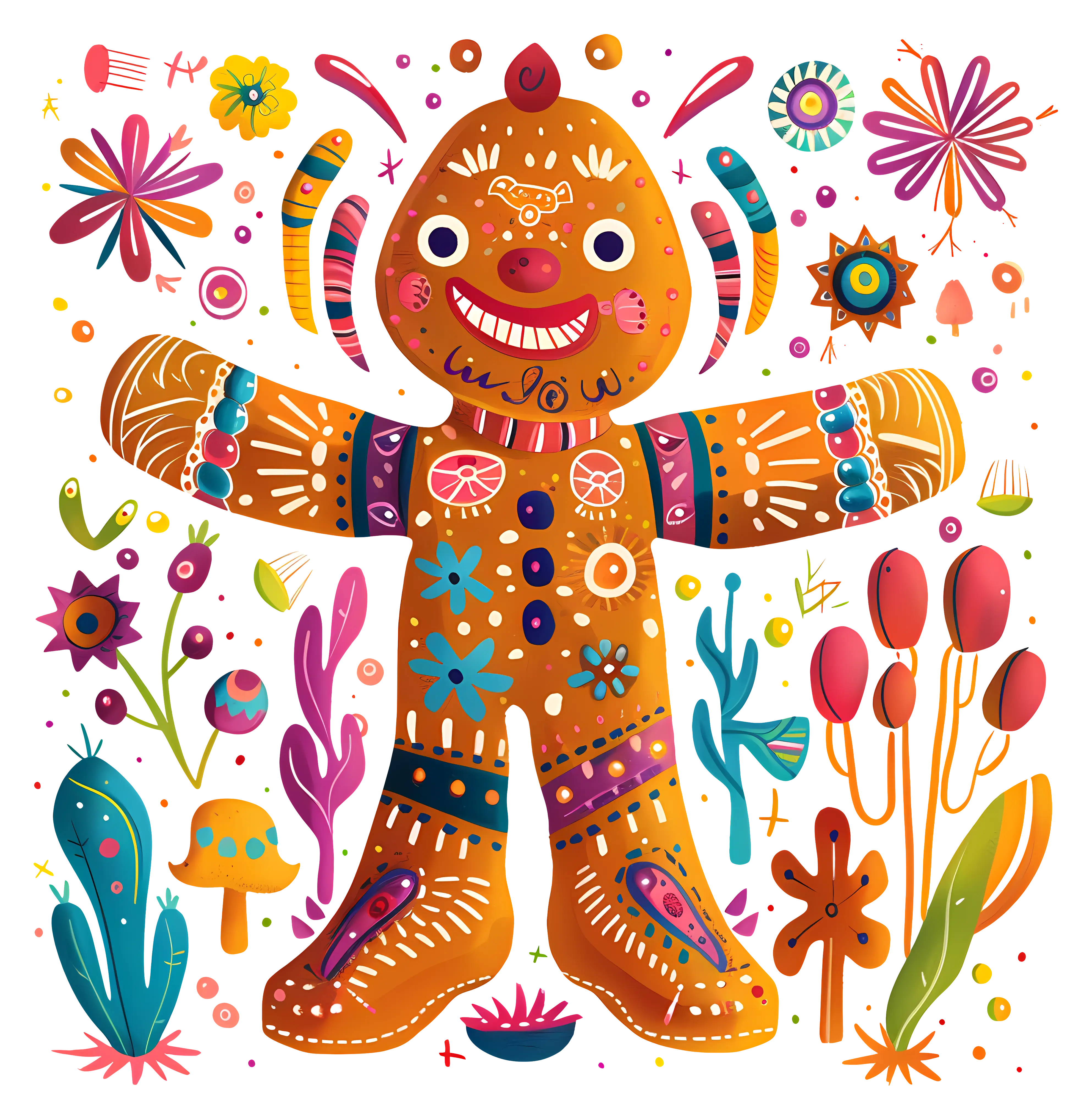Colorful Gingerbread Man with Decorations