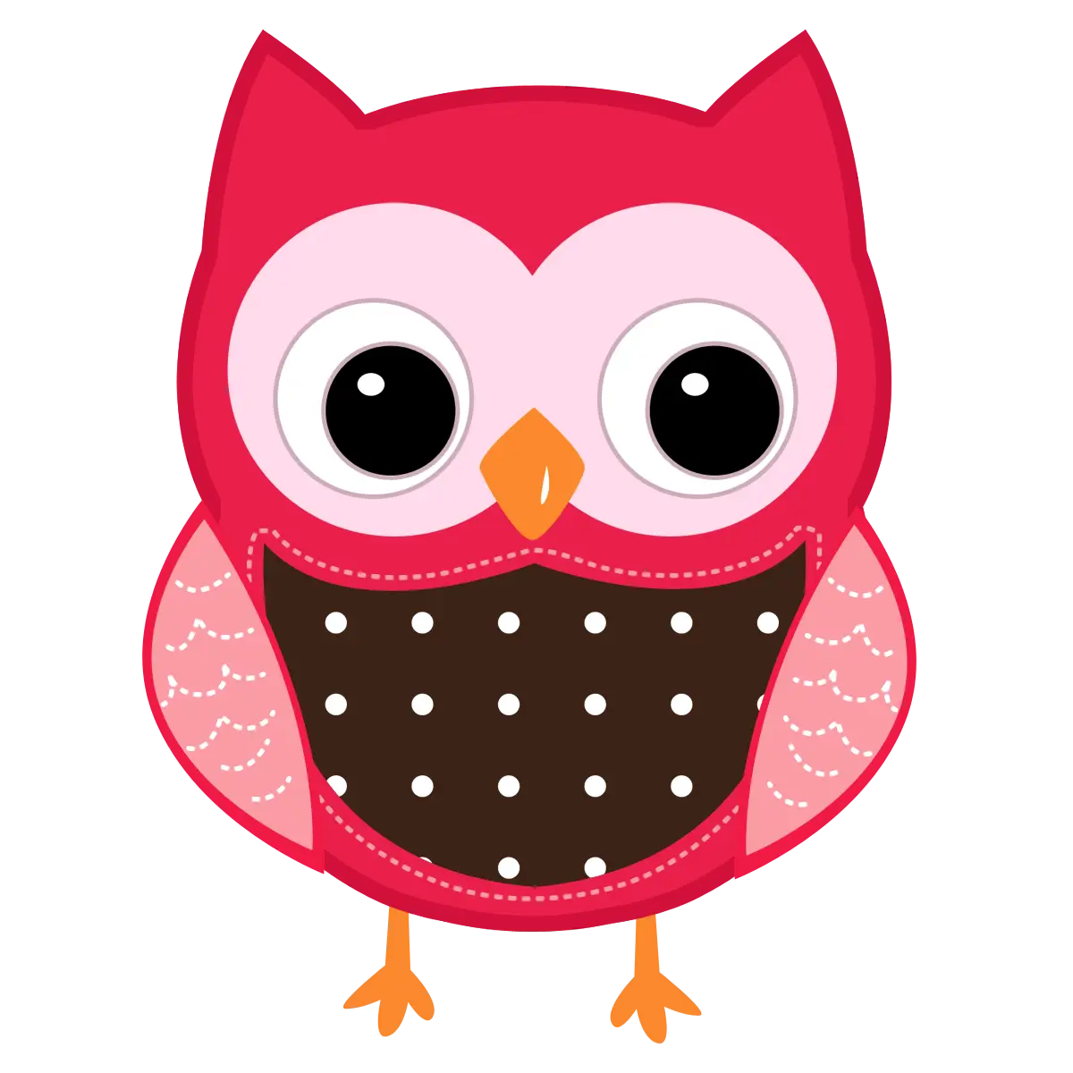 Pink Owl Cartoon Illustration