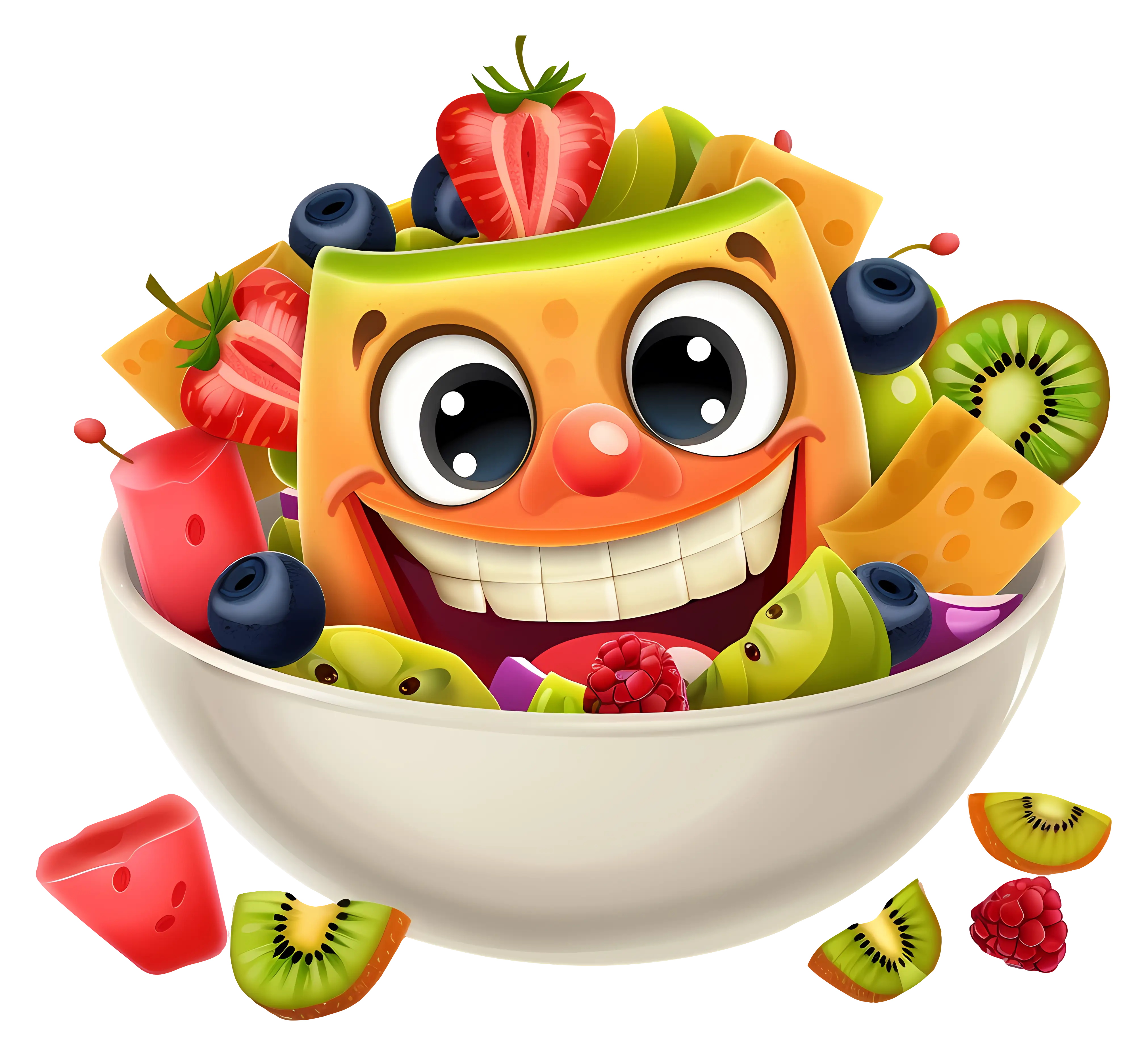 Smiling Fruit Bowl Cartoon