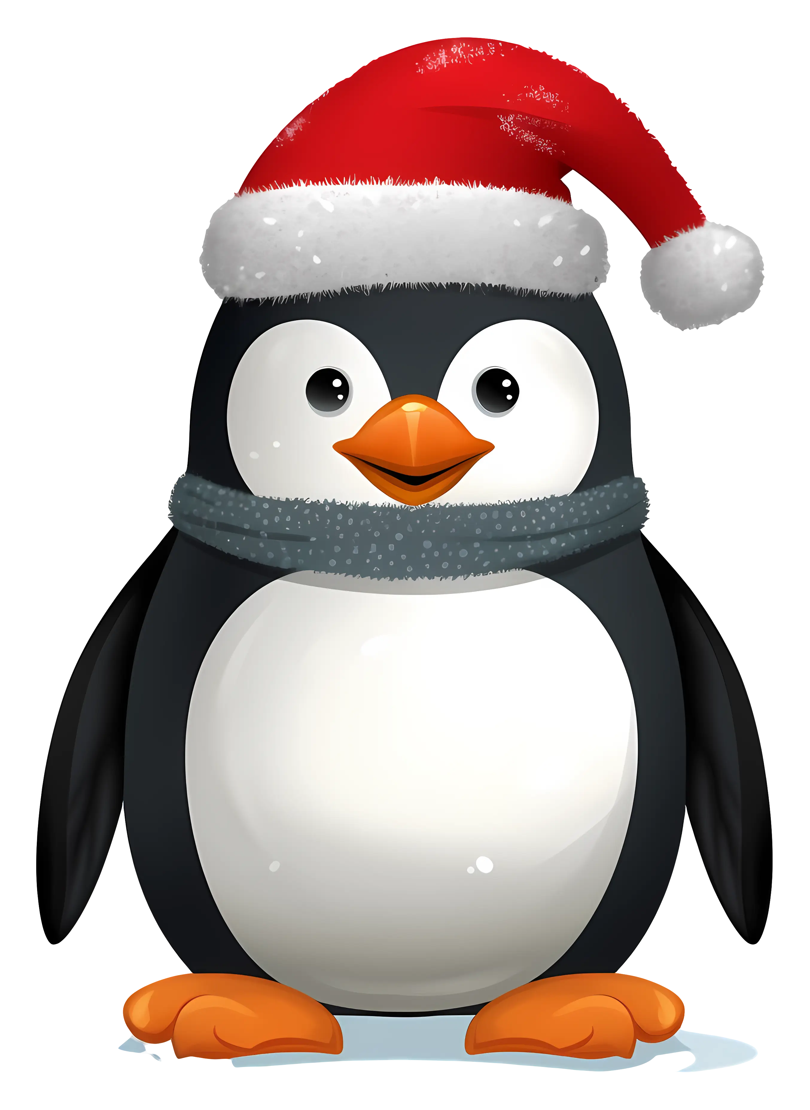 Adorable Penguin Wearing a Santa Hat