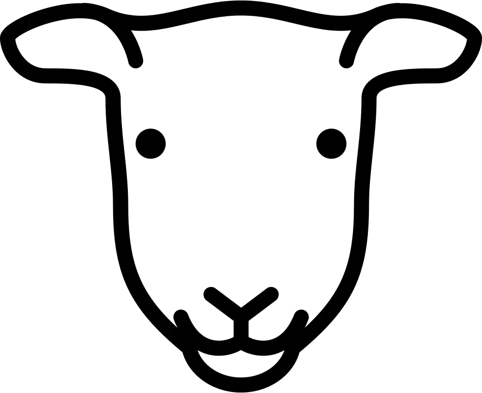 Goat Face Outline in Simple Line Art Style