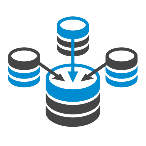Centralized Database Icon with Arrows