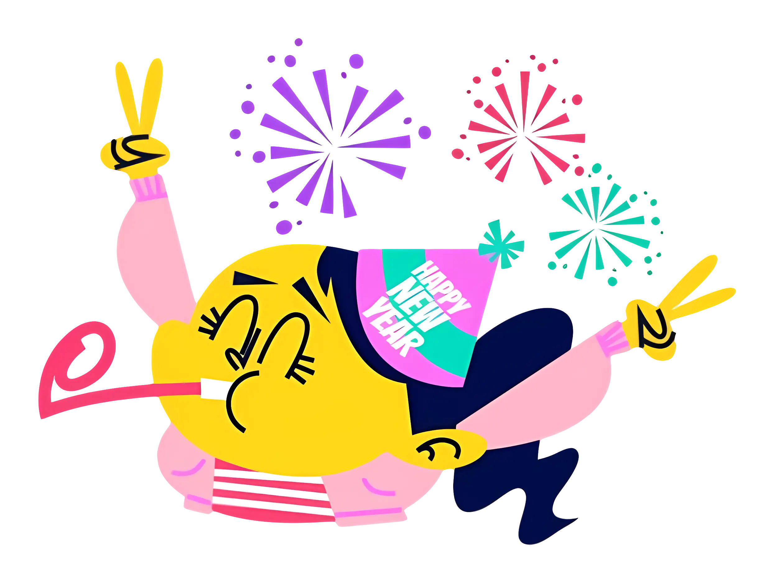 Happy New Year Celebration with Fireworks