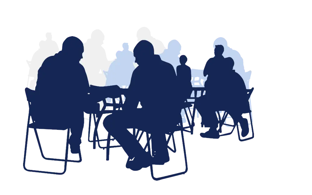 Silhouettes of People Sitting and Talking