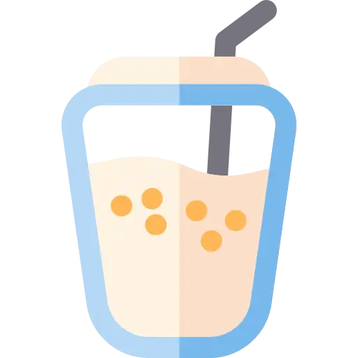 Bubble Tea with Tapioca and Straw Illustration