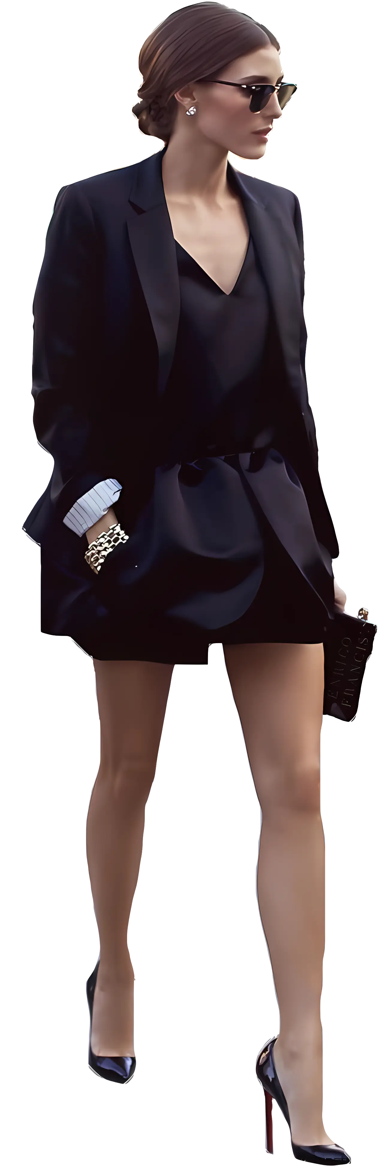 Stylish Woman in Black Outfit