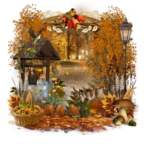 Decorative Autumn Forest Scene