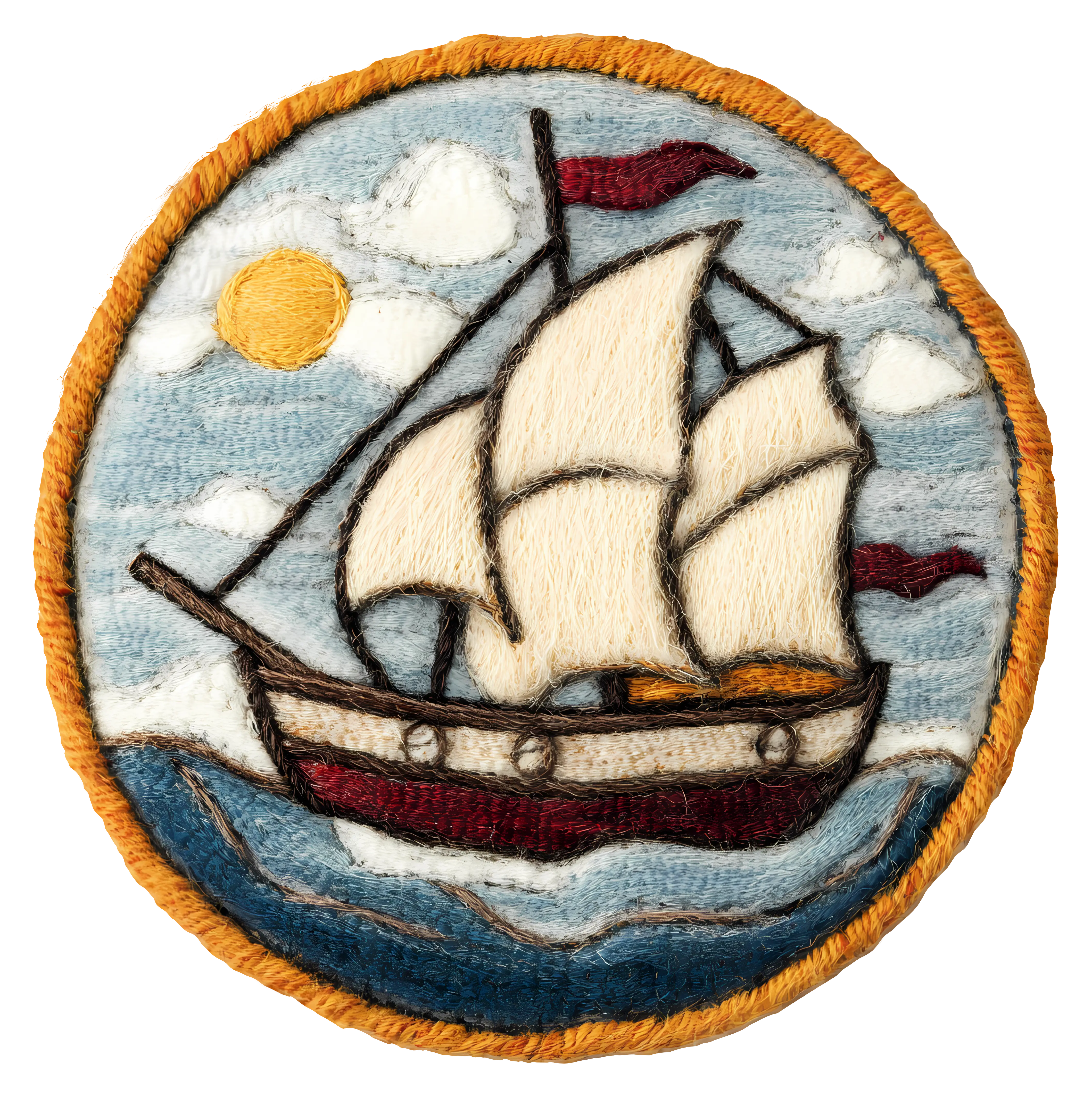 Embroidered Sailing Ship Patch
