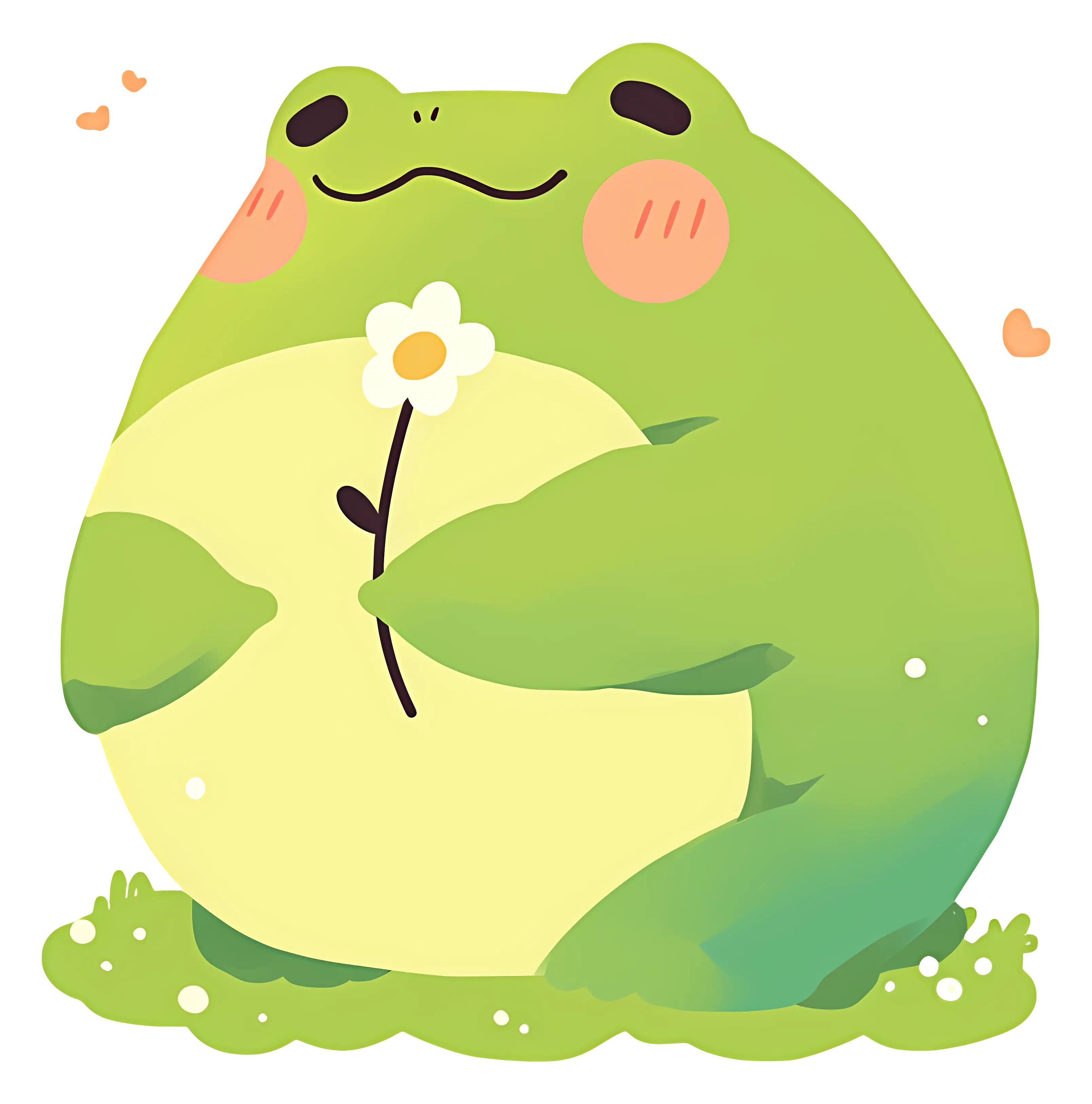 Cute Frog Holding a Flower