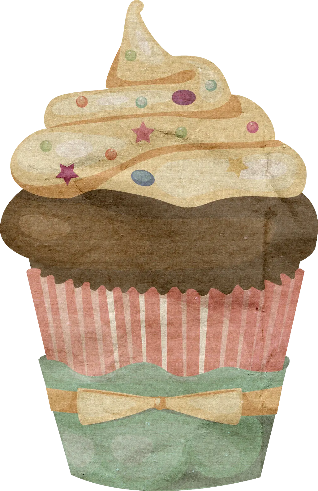 Watercolor Festive Cupcake Illustration with Sprinkles
