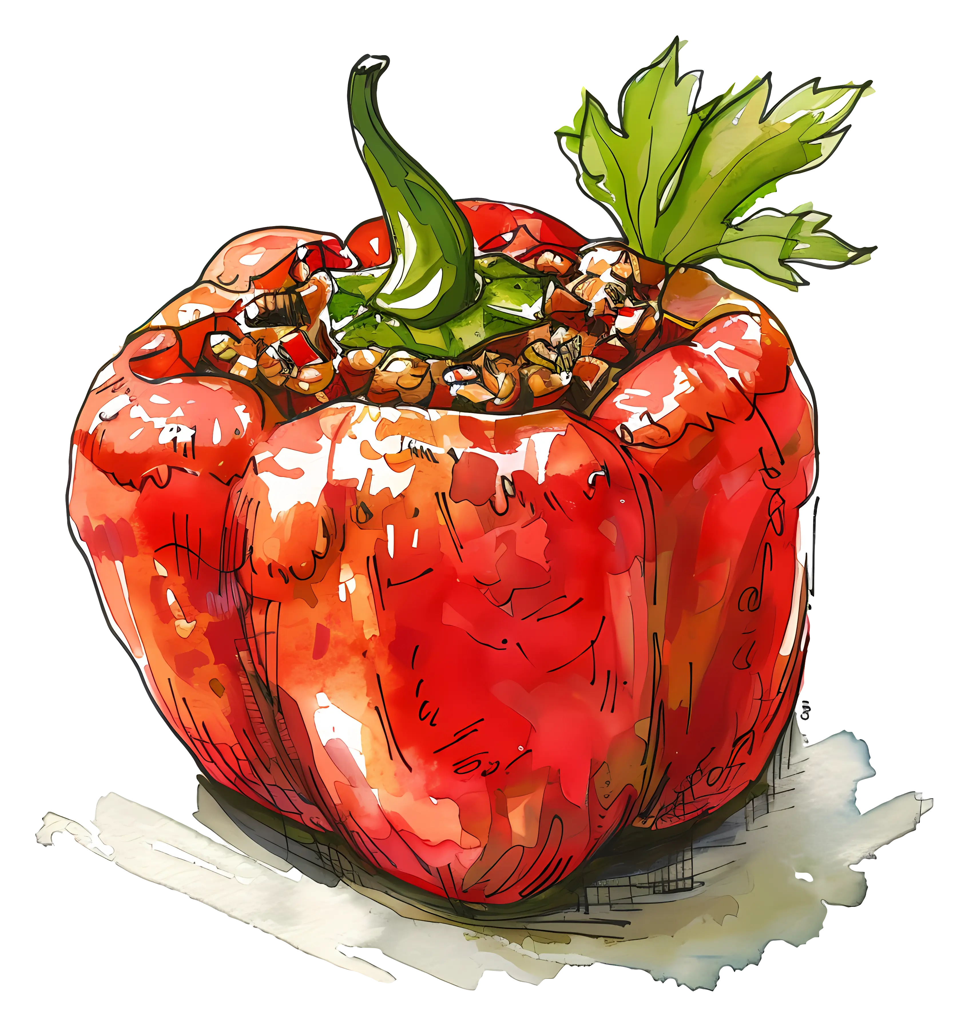 Stuffed Red Bell Pepper Illustration