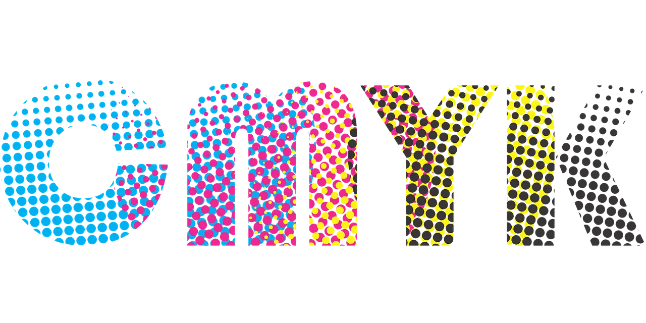 CMYK Text in Colorful Dots