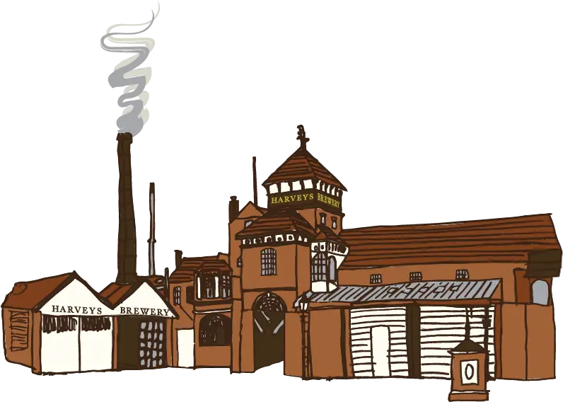 Historic Brewery Building with Smoke