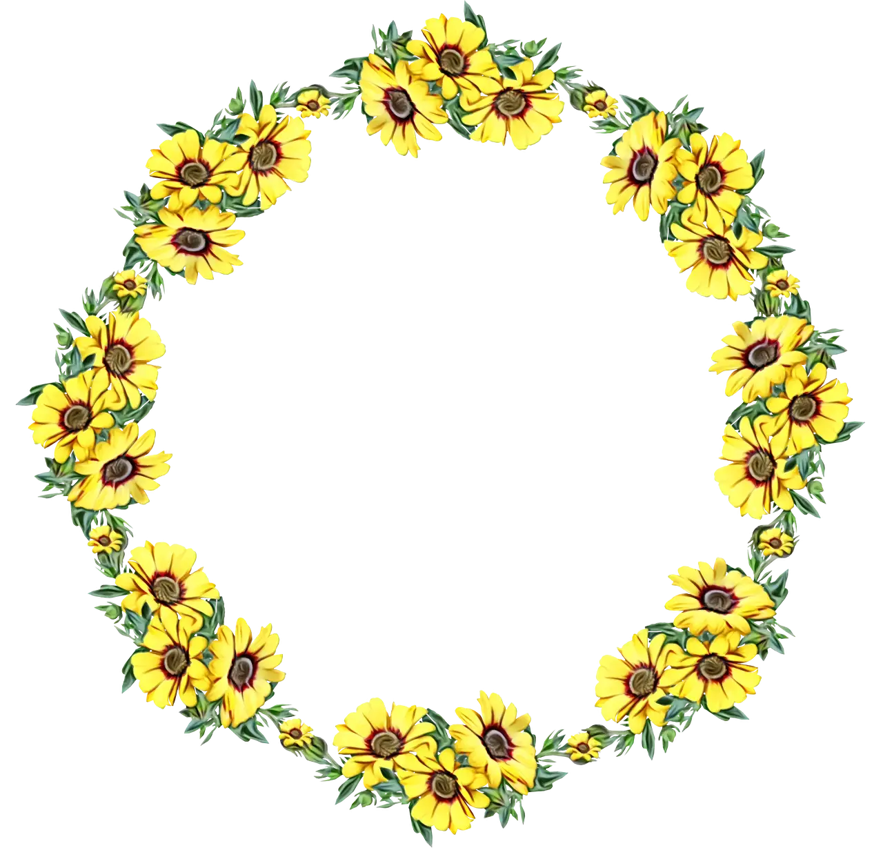 Sunflower Floral Wreath Illustration
