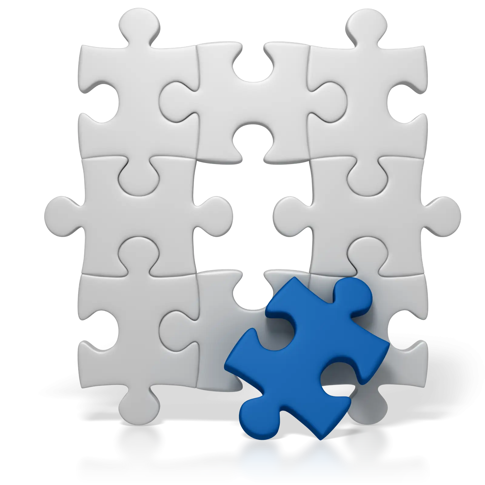 Blue Puzzle Piece Fitting into White Puzzle
