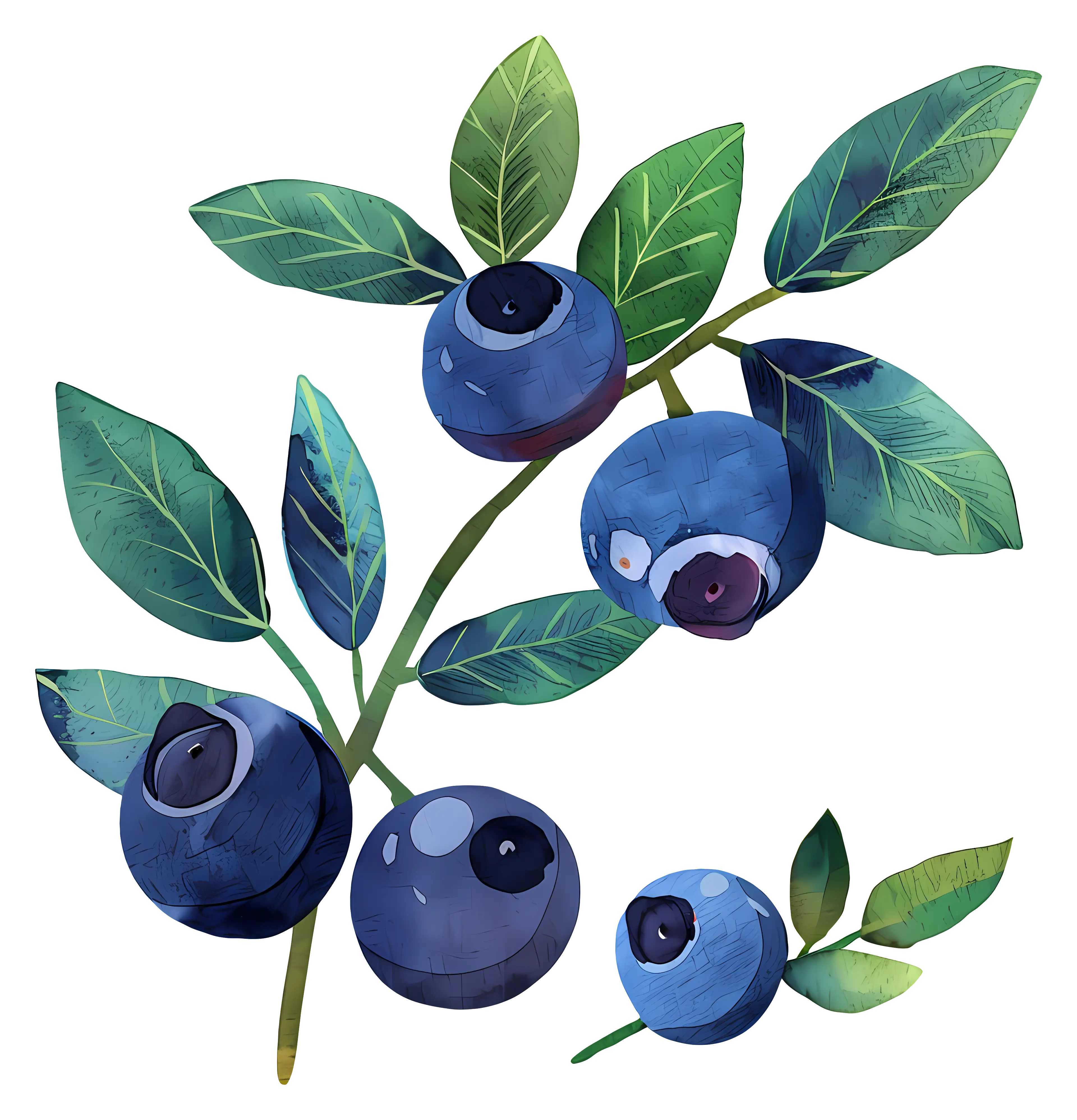 Blueberries on Branch Illustration