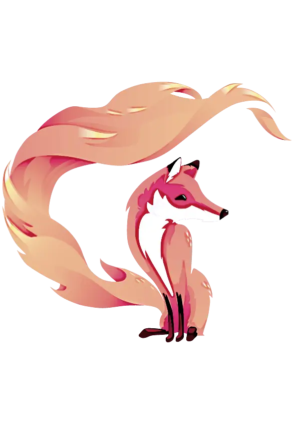 Artistic Flowing-Tailed Fox Illustration