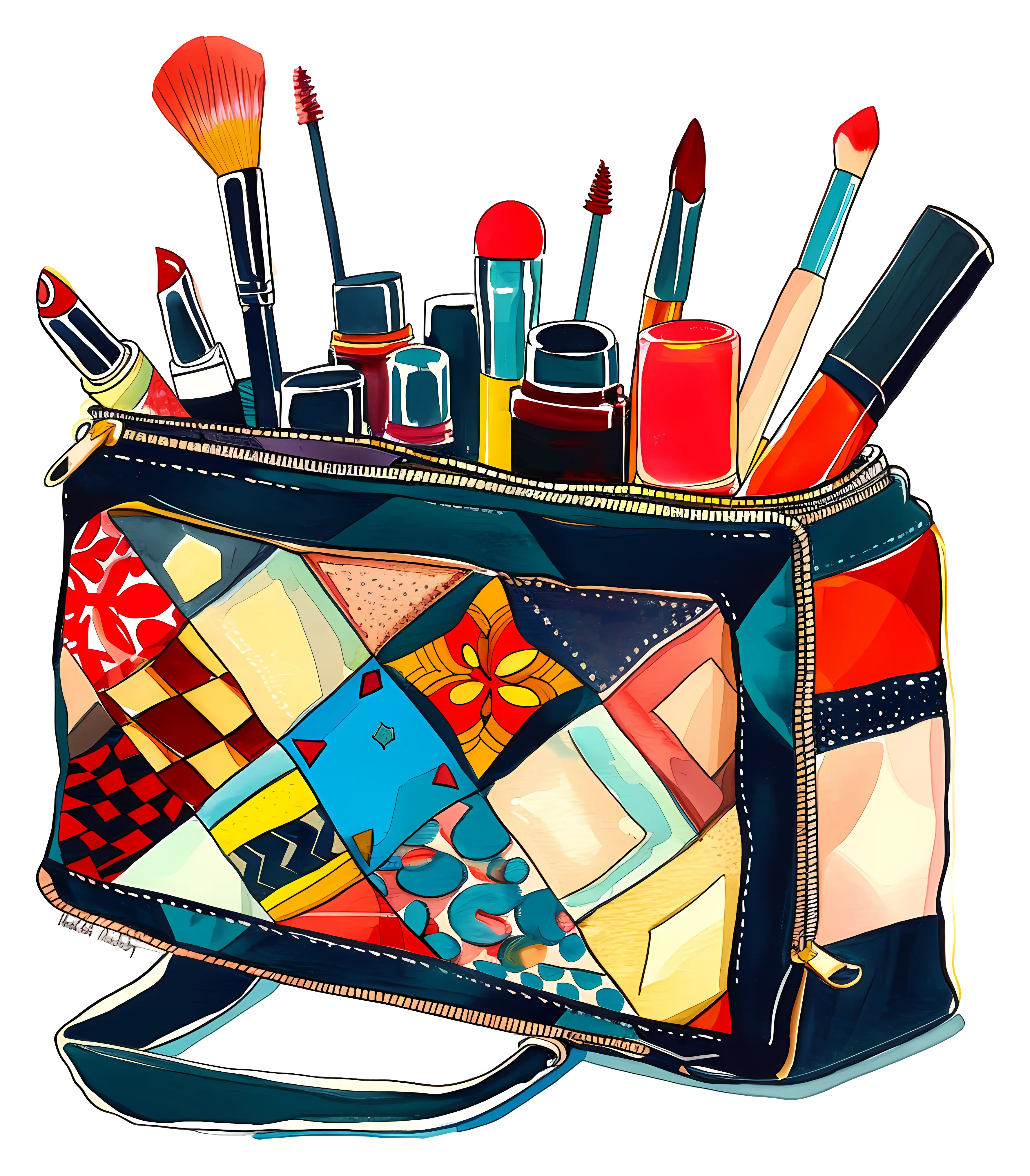 Colorful Makeup Bag with Accessories