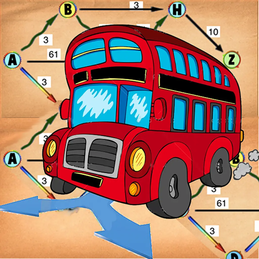 Cartoon Red Double Decker Bus