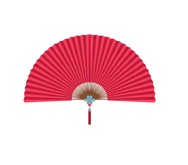 Red Hand Fan with Decorative Elements
