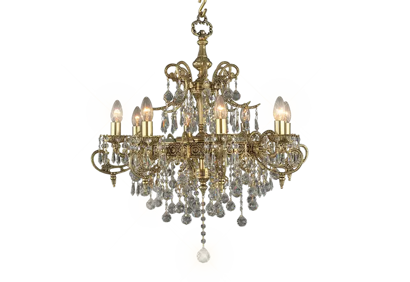 Elegant Gold and Crystal Chandelier