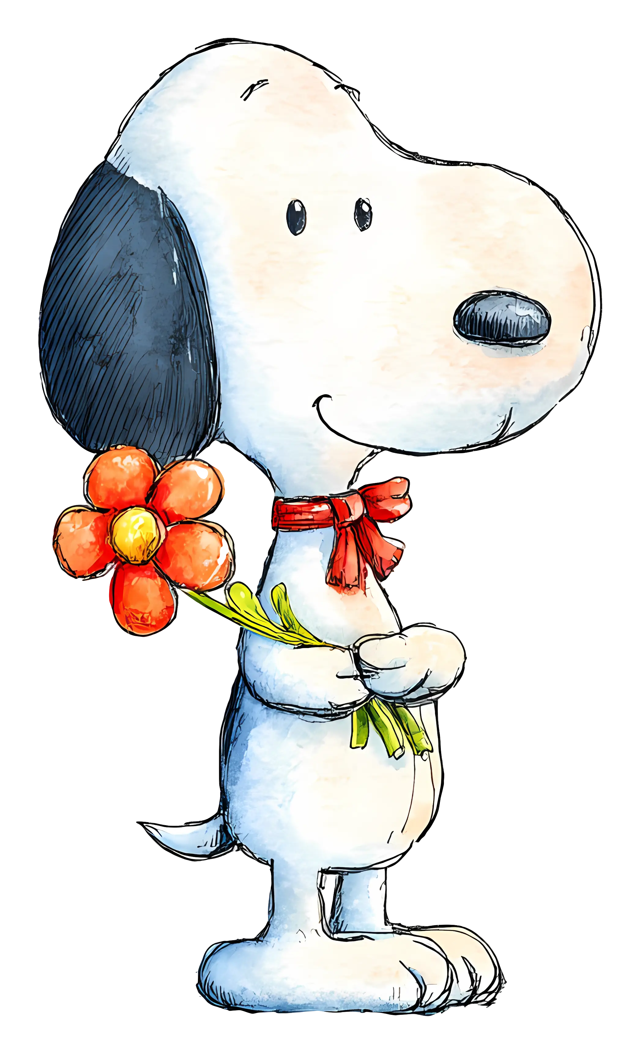 Cartoon Dog with Flower
