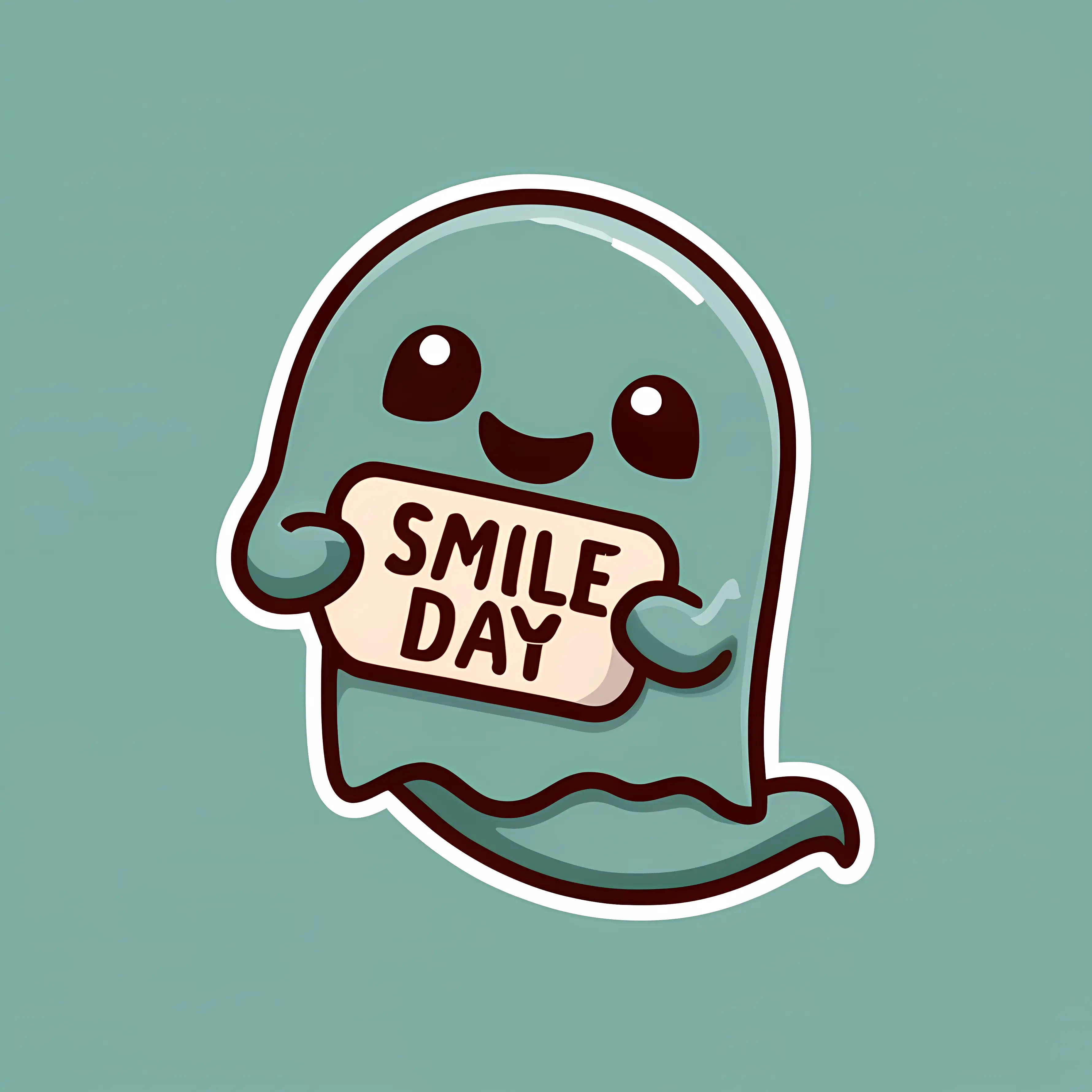 Cute Ghost with Smile Day Sign