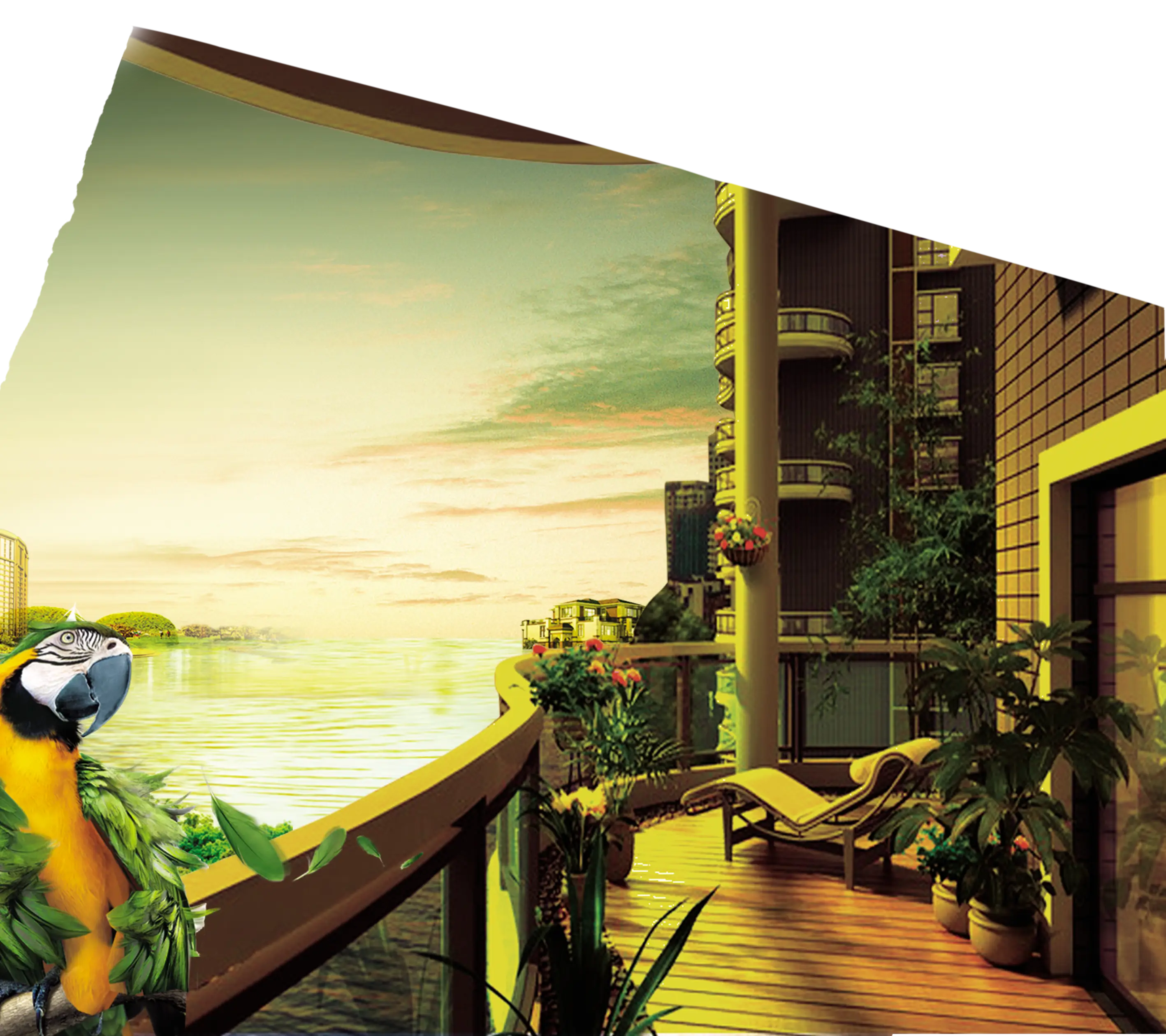 Beautiful Balcony with Parrot and Plants
