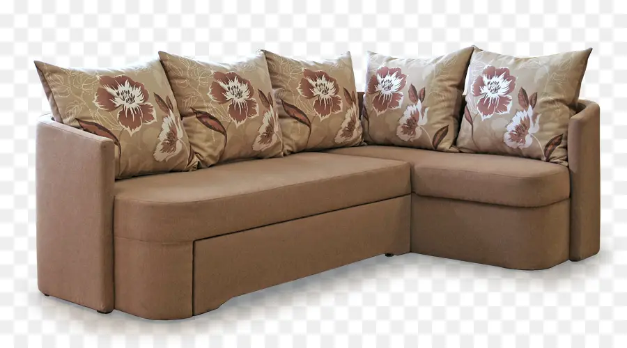 Comfortable Brown Sectional Sofa with Cushion Decor