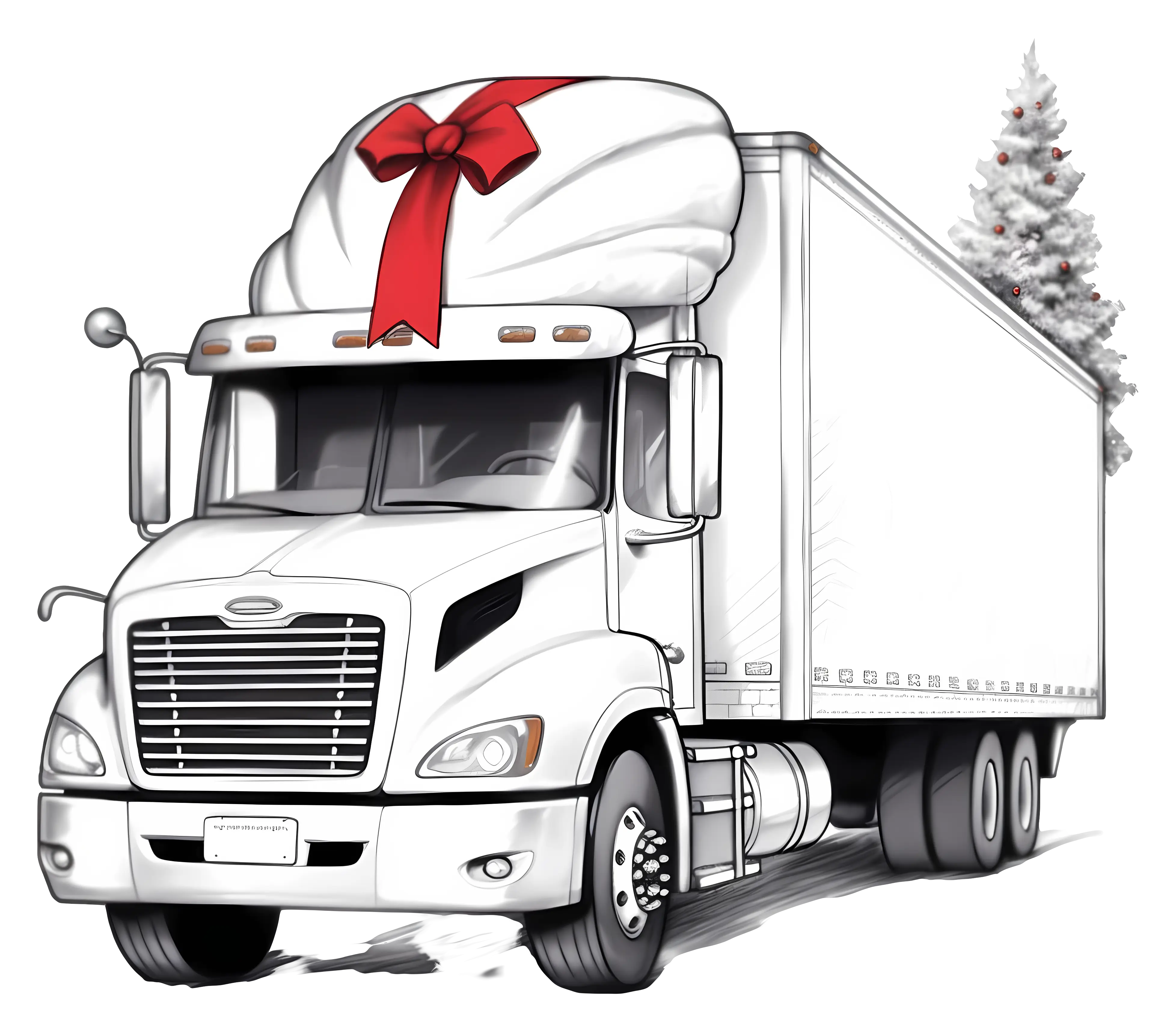 Christmas Decorated White Truck