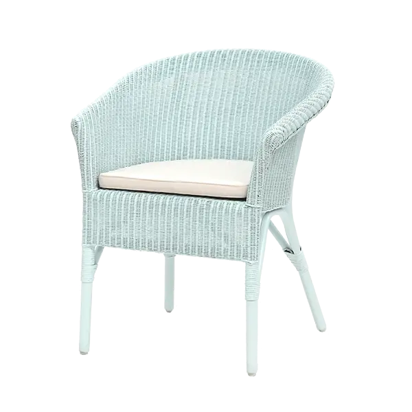Light Blue Wicker Chair with Cushion